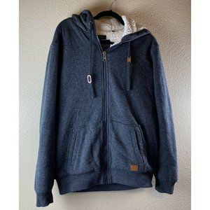 BUFFALO DAVID BITTON XL Men's Full Zip Sherpa Lined Hooded Jacket Charcoal